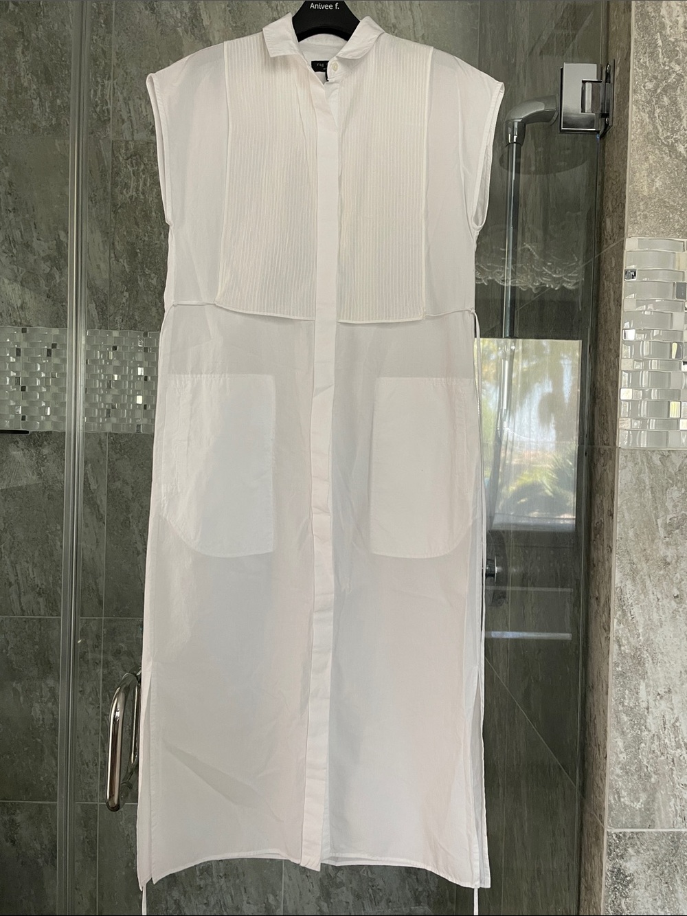 Rag &  Bone Sleeveless White Cotton Button-Front Midi Dress
